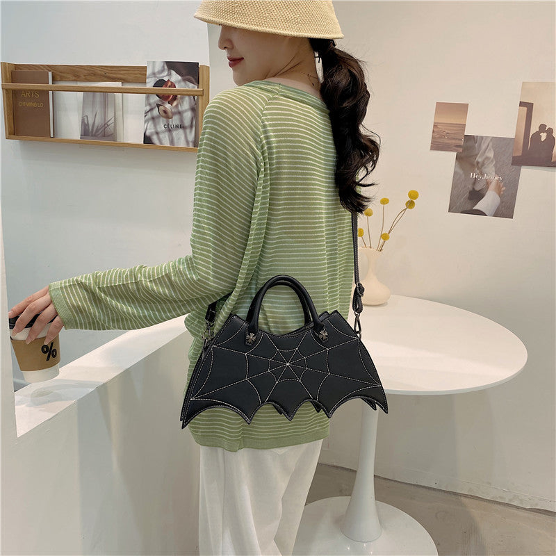 Halloween Spider Web Shape Shoulder Bags Personality Batgirl Tide Pu Handbags Fashoin Messenger Crossbody Bag-Aria Doejay