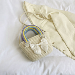 New Rainbow Portable Solid Color Handbag