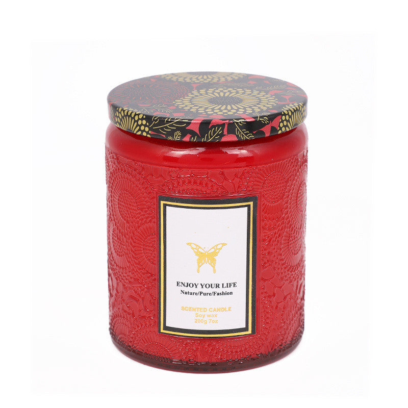 Embossed Glass Fragrance Handmade Gift Aromatherapy Soy Candles-Aria Doejay