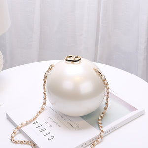 Ladies Casual Fashion Pearl Decoration Round Shoulder Bag