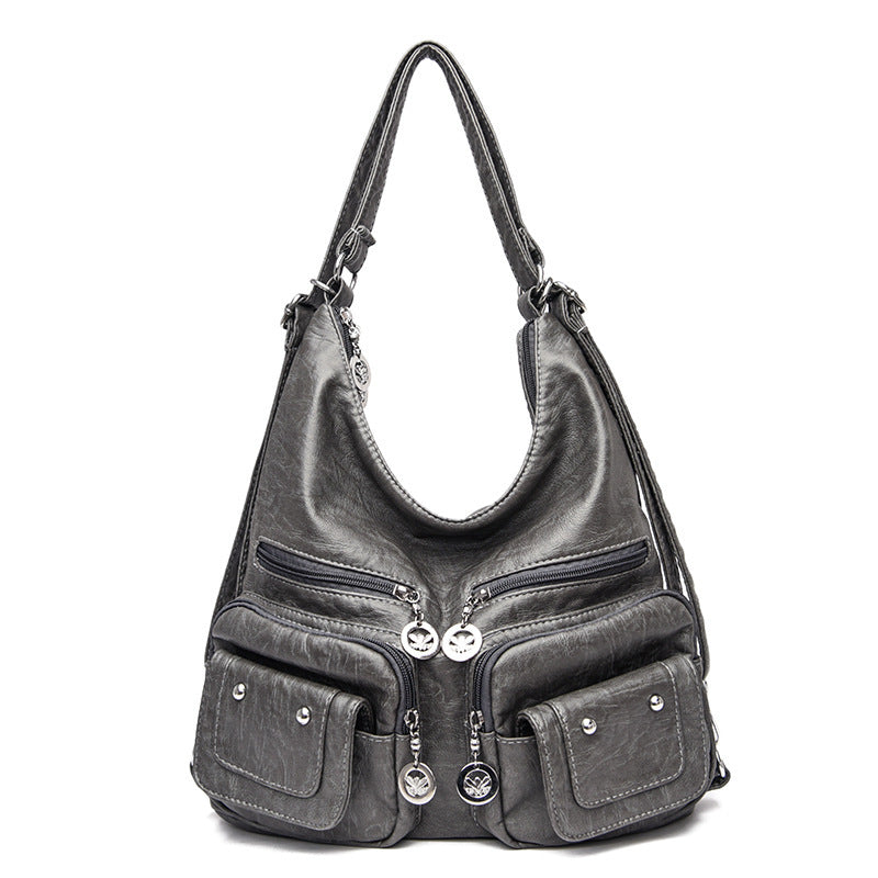 Women's Large Capacity Soft Leather Textured Shoulder Bag