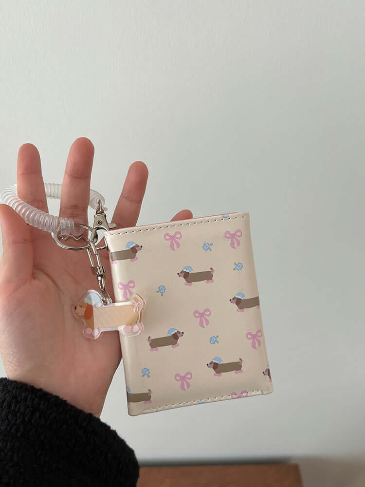 Large Capacity Multiple Card Slots Floral Dachshund Three-fold Wallet-Aria Doejay