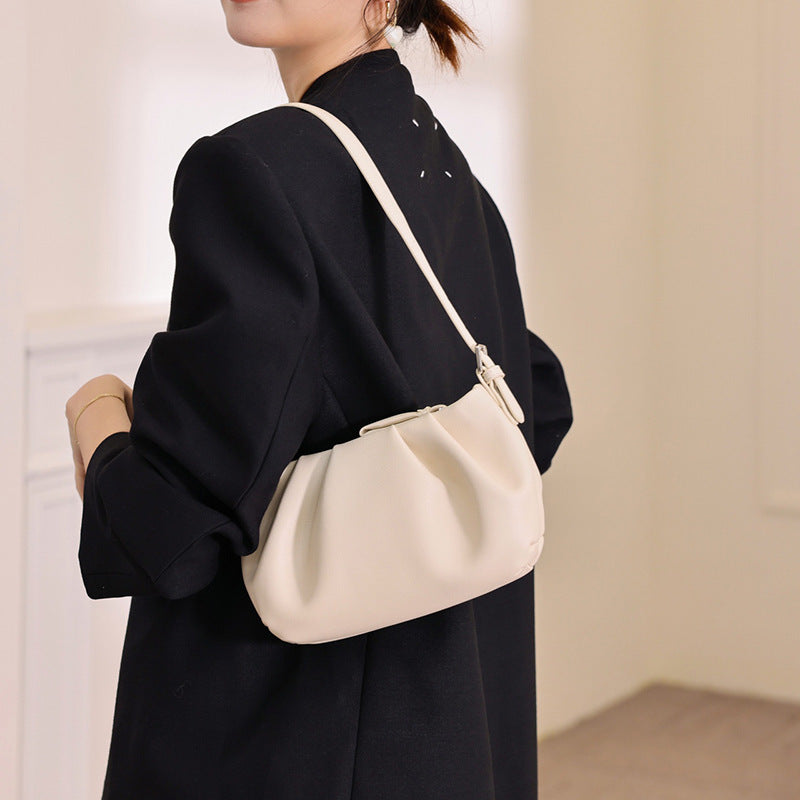 High-Grade One-shoulder Crossbody Underarm Leather Folds Cloud Bag-Aria Doejay