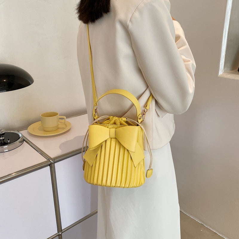 Bowknot Bucket Simple One Shoulder Handbag Fashion