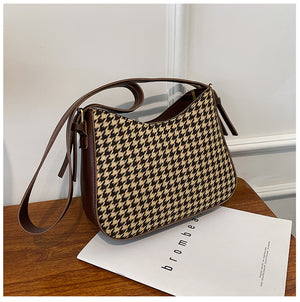 Fashion Leather Women's Check Crossbody Bag