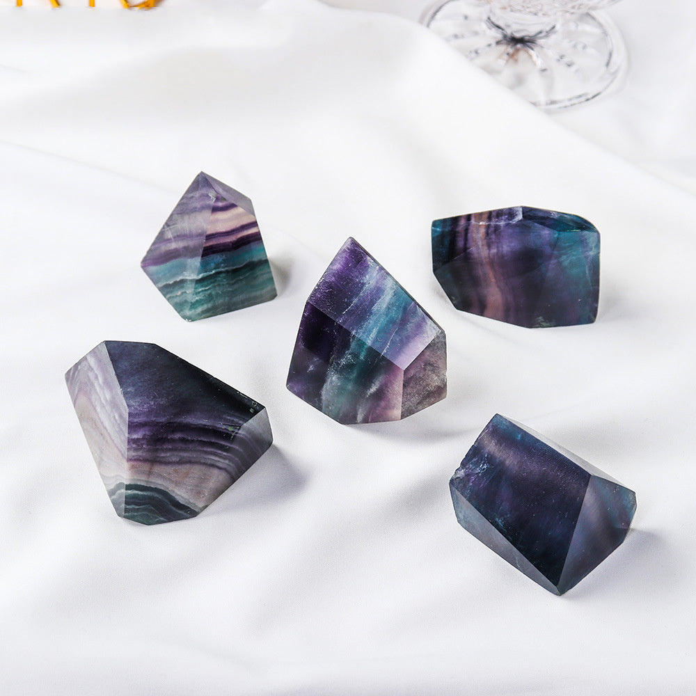 Rainbow Fluorite Polyhedron Ornament Home Decor Crystal-Aria Doejay