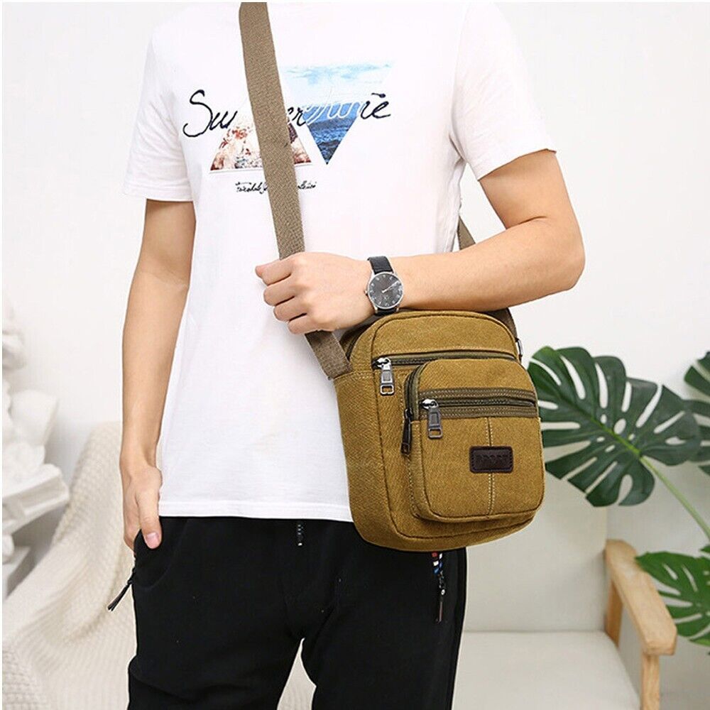 Men's Crossbody Messenger Bag Canvas Bags Casual Shoulder Satchel Handbag Pouch-Aria Doejay