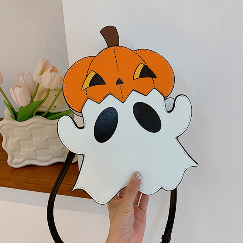 Halloween Shouder Bags Creative 3D Cartoon Pumpkin Ghost Design Cute Bags Women Cell Phone Purses Novelty Personalized Candy Crossbody Bags-Aria Doejay