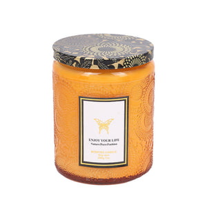 Embossed Glass Fragrance Handmade Gift Aromatherapy Soy Candles-Aria Doejay