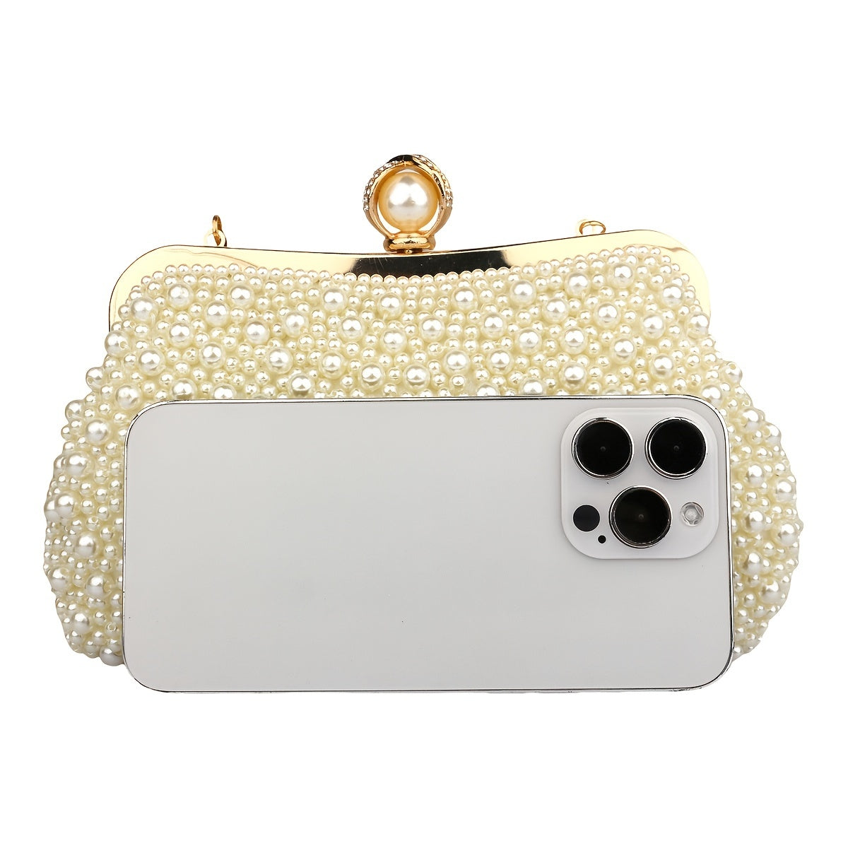 Luxurious Pearl Decor Evening Frame Bag - Elegant, Formal, and Sparkling Clutch Purse for Wedding Party, Prom, Dinner, and Banquet - Perfect for Making a Statement and Adding a Touch of Sophistication to Any Outfit