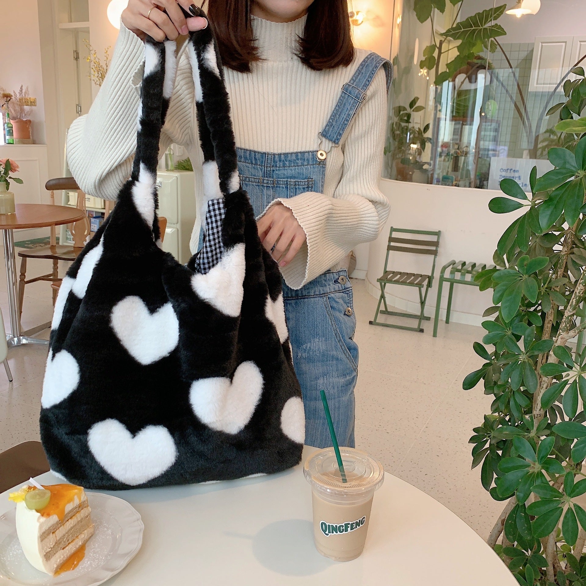 Love Heart Shoulder Bags Double Side Used Winter Underarm Bag Women-Aria Doejay