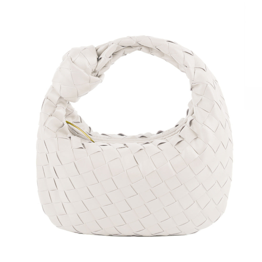 Woven Croissant Knotted Handbag Underarm Hand Bag-Aria Doejay