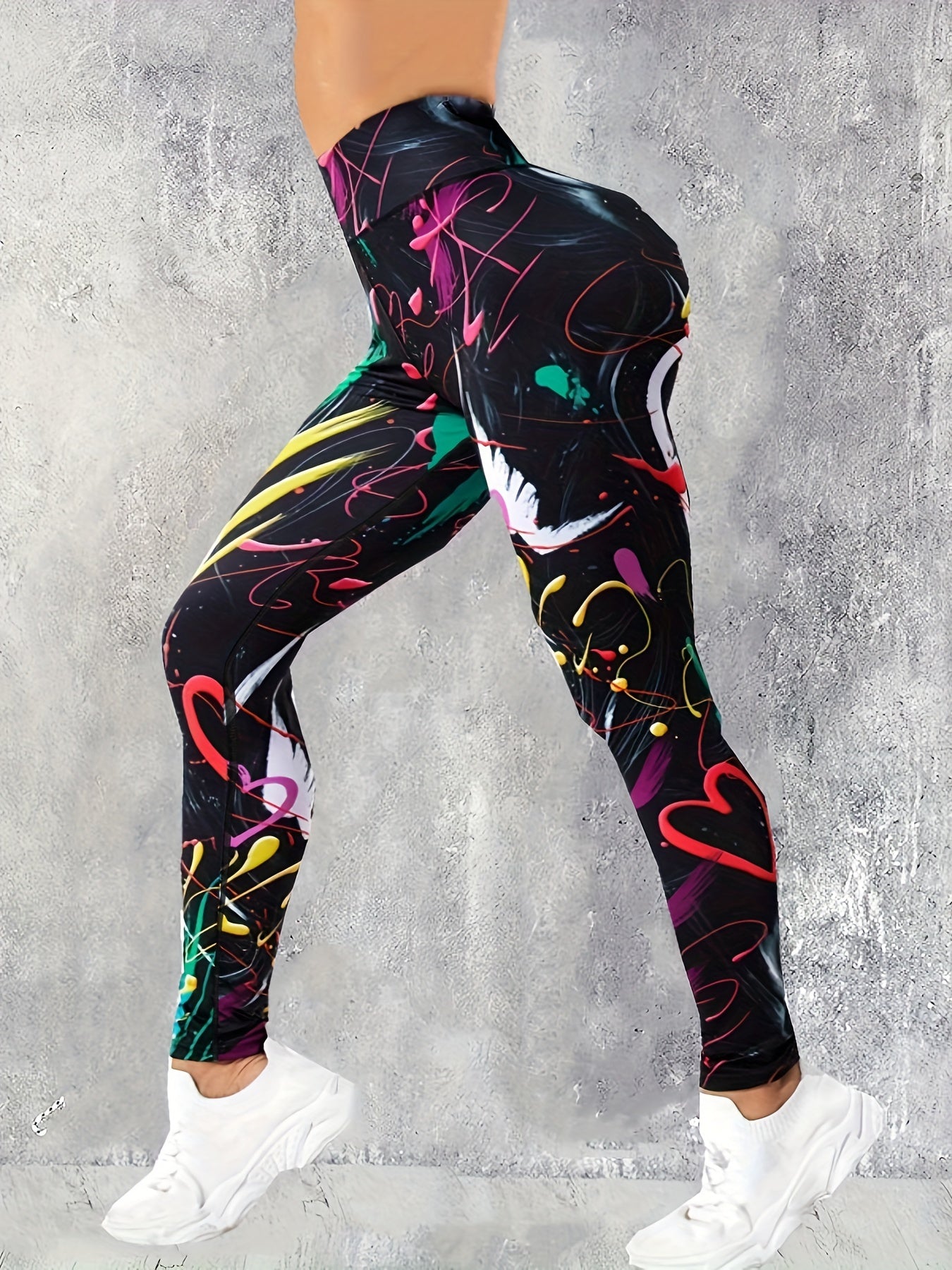 High Waist Breathable Women's Activewear Fitness Yoga Leggings with Printed Design for Fall & Winter