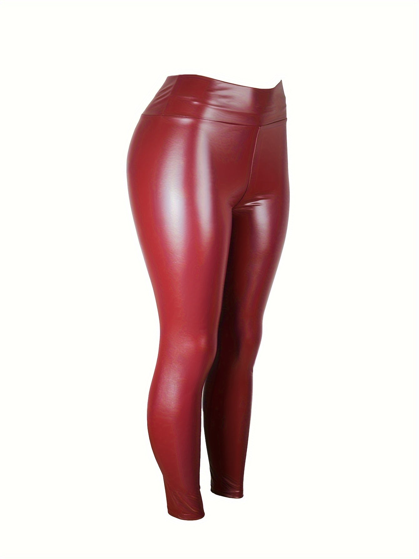 Plus Size Women's PU Leather High Waist Skinny Leggings - Stretchy, Comfortable, and Sexy - Perfect for Curvy Figures and Daily Wear