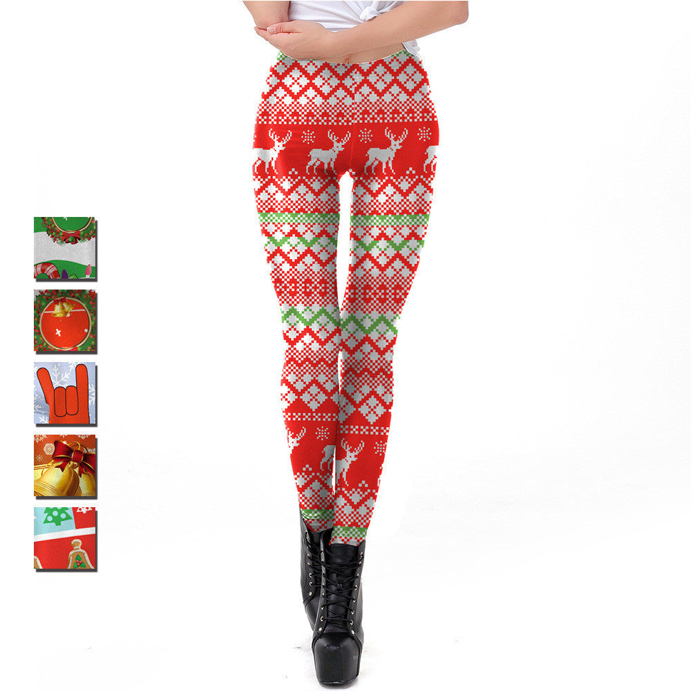 Christmas digital print tight leggings-Aria Doejay