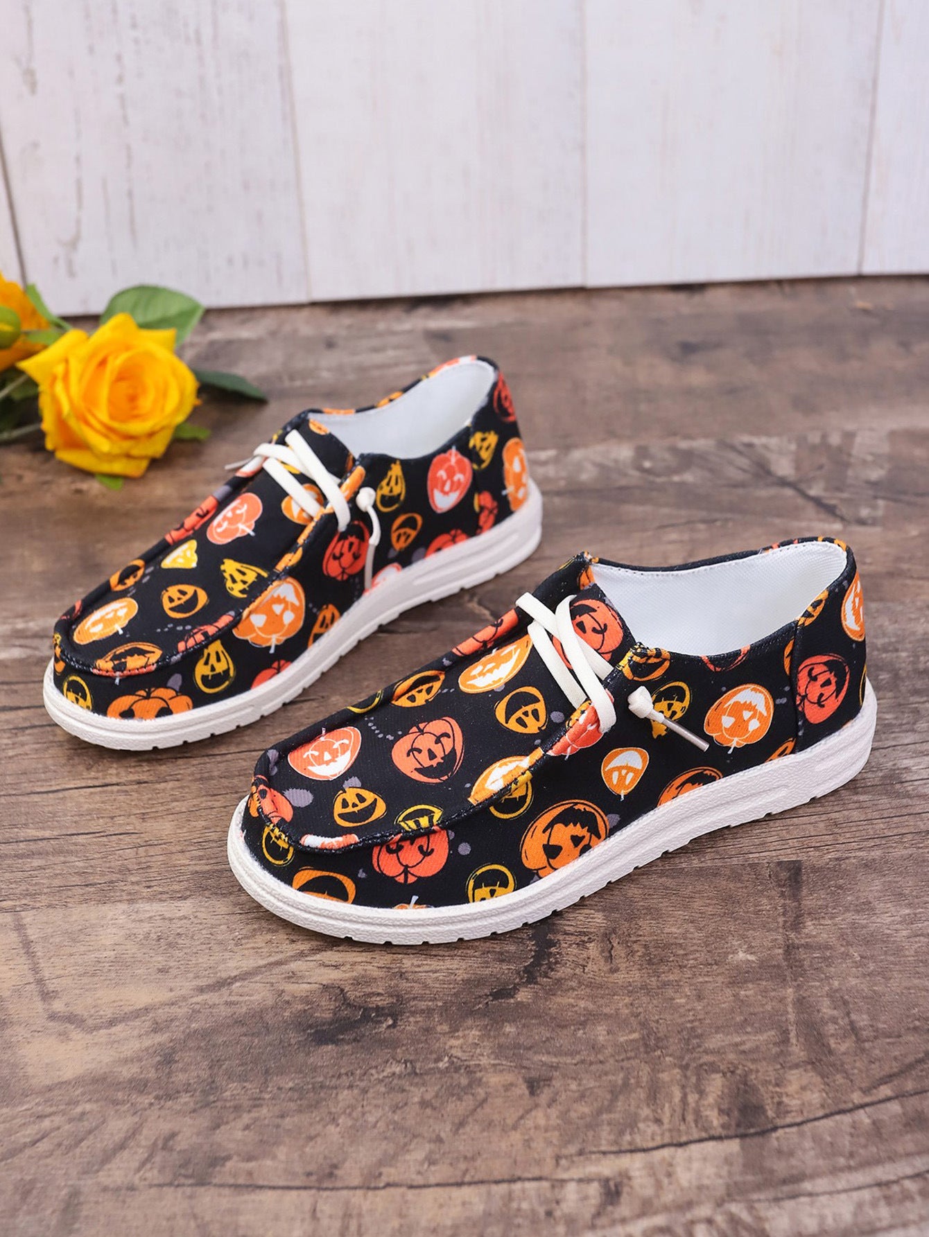 Halloween Pumpkin Print Ghost European And American Flat Canvas Casual Shoes