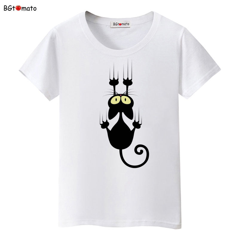 Cartoon black cat lady T-shirt-Aria Doejay