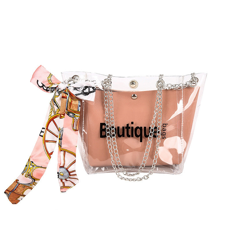 Transparent letter shoulder bag