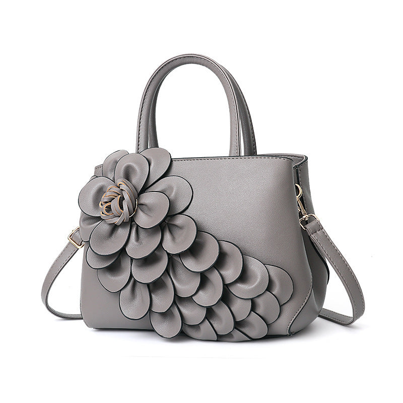 PU leather flower portable shoulder bag