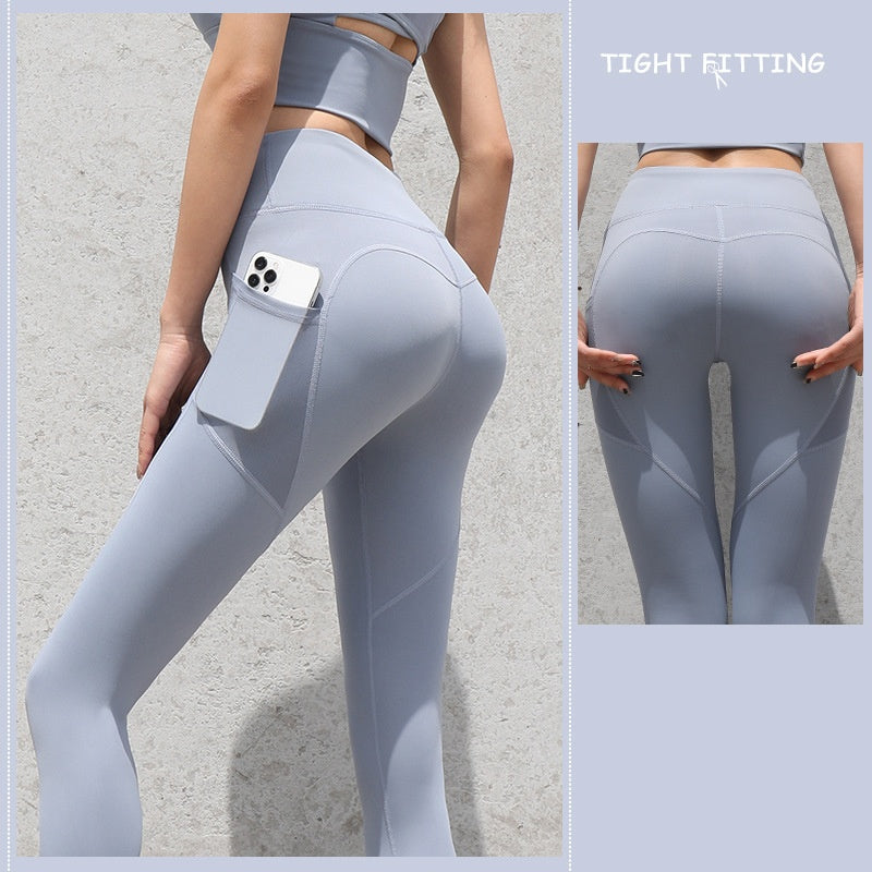 Gym Sport Seamless Leggings With Pockets Push Up High Waist Pants Women Fitness Running Yoga Pants Gym Sport Seamless Leggings-Aria Doejay