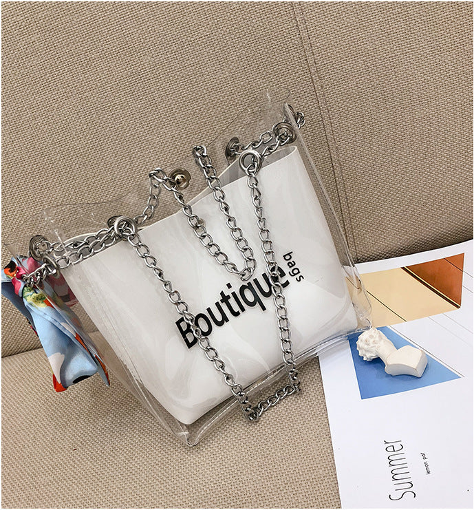 Transparent letter shoulder bag