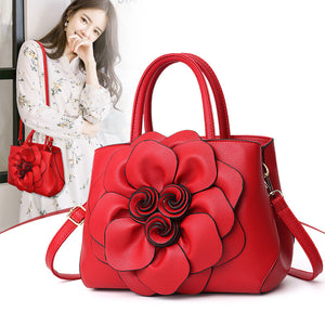 PU leather flower portable shoulder bag