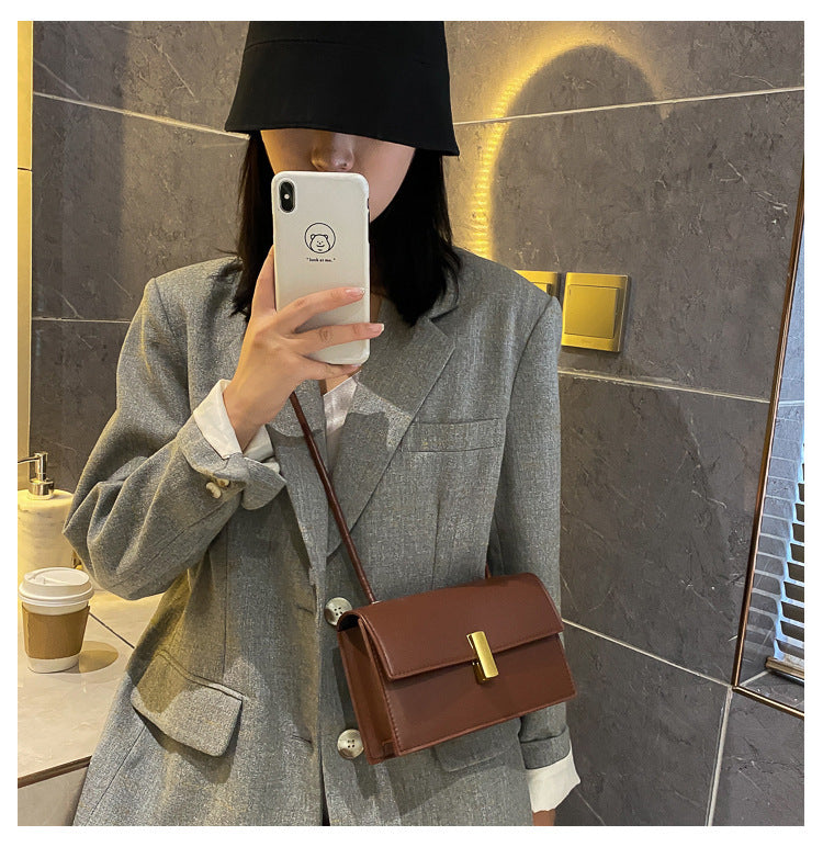 Lock leather shoulder bag messenger female bag