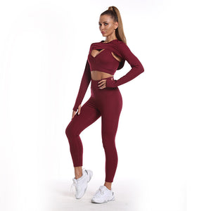 New Yoga Clothes Women's Tops Nude Butt Lift Pants Fitness Suits-Aria Doejay