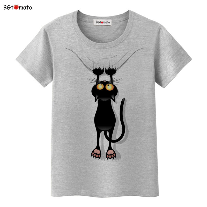 Cartoon black cat lady T-shirt-Aria Doejay