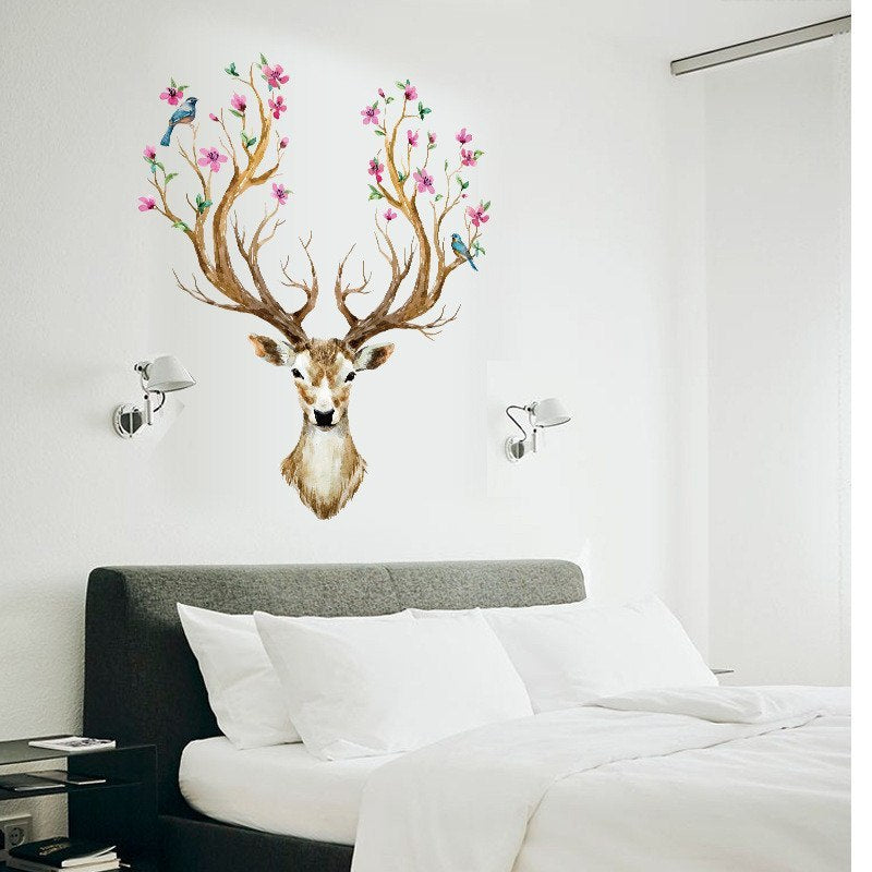 Sika Deer DIY Wall Stickers Wall Decor Art Decals For Kids Rooms Bedroom Living Room European Style Poster Unique Wall Sticker-Aria Doejay