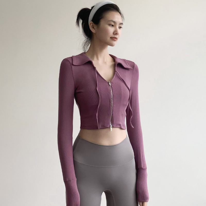 Autumn And Winter Yoga Jacket Running Quick-drying Long Sleeve-Aria Doejay