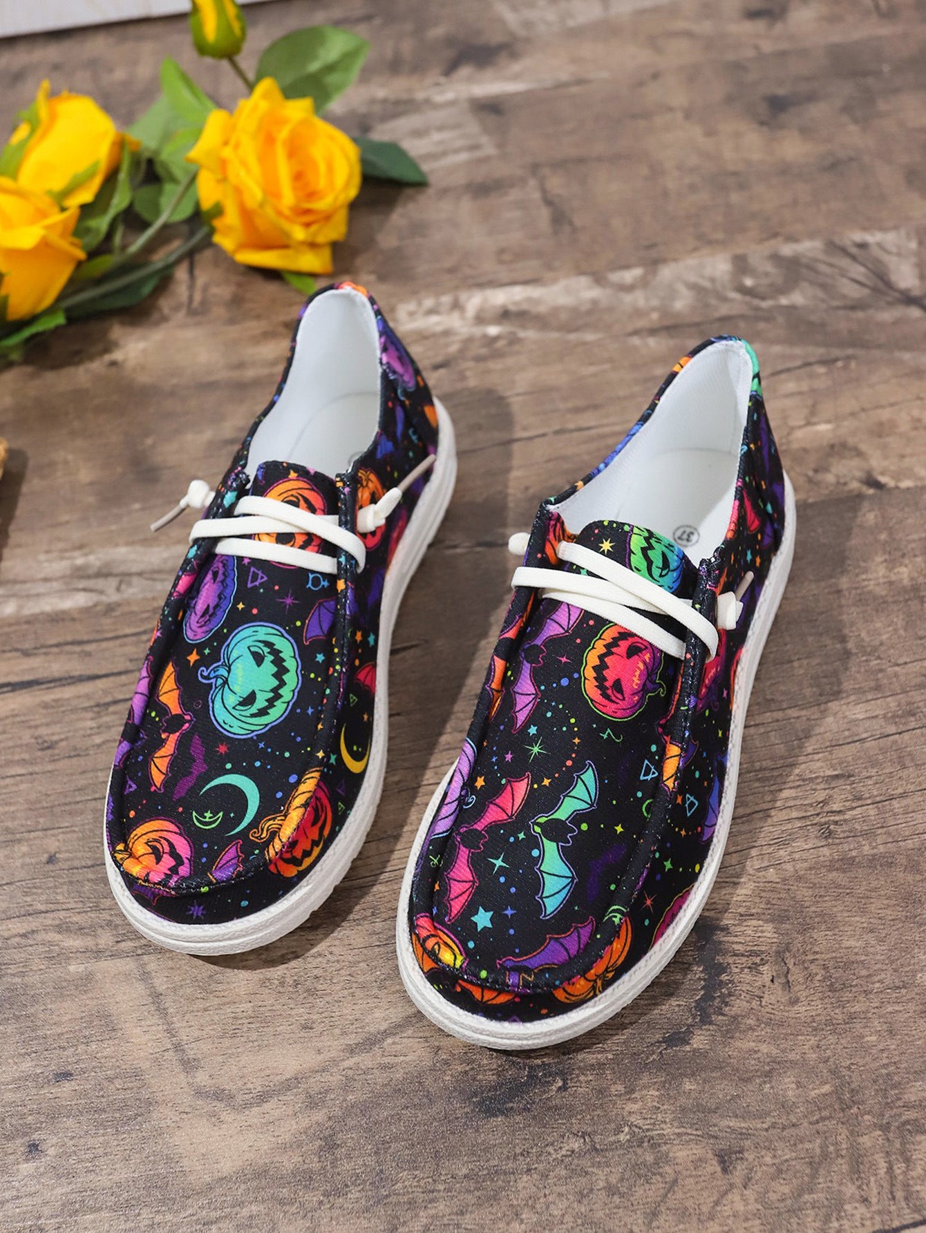 Halloween Pumpkin Print Ghost European And American Flat Canvas Casual Shoes