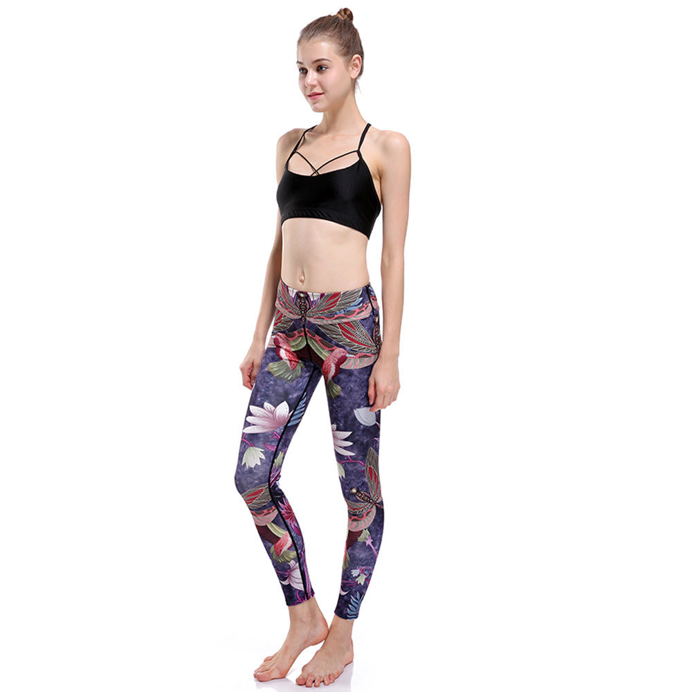 High Waist 3D Watercolor Hummingbird Yoga Workout Leggings-Aria Doejay