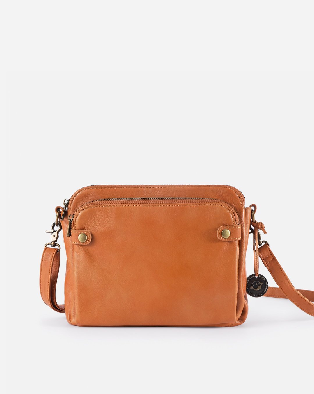 Three-layer Leather Crossbody Bag