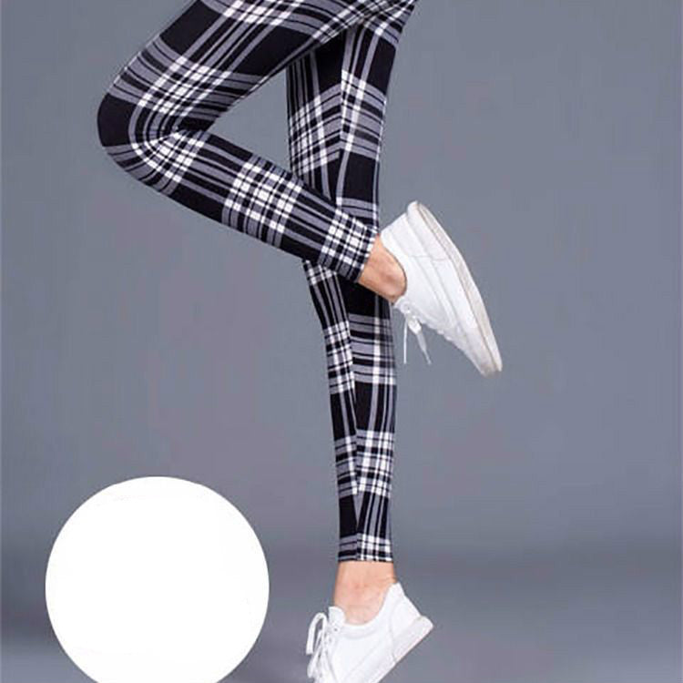 Milk silk check leggings-Aria Doejay