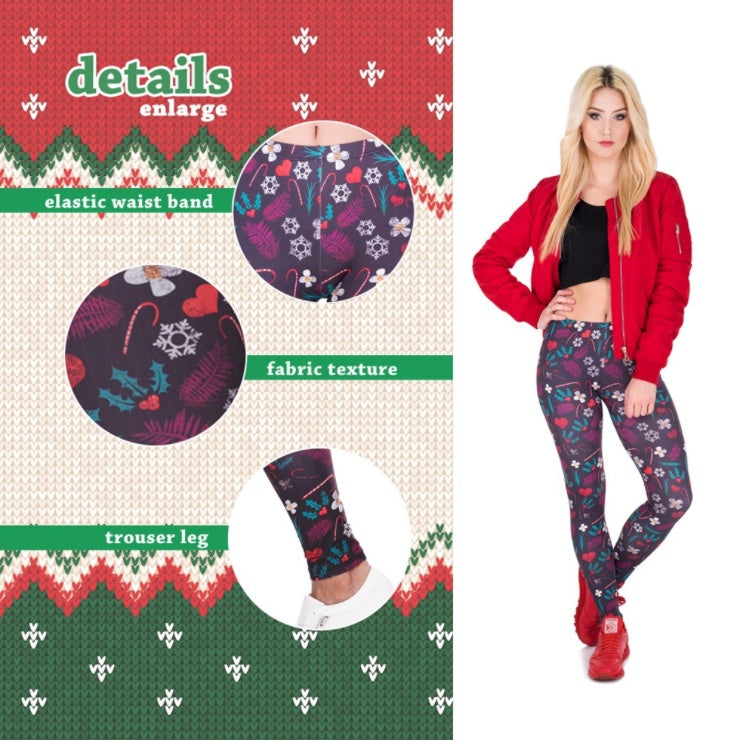 Christmas printed Capris high waisted sports Leggings-Aria Doejay