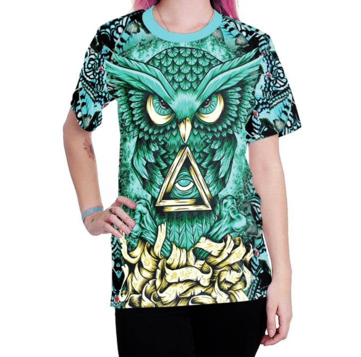 NADANBAO New Arrival Summer T Shirt Women Hiphop Owl 3D Printing T-Shirt Gold Metal Cool Woman Tshirt-Aria Doejay