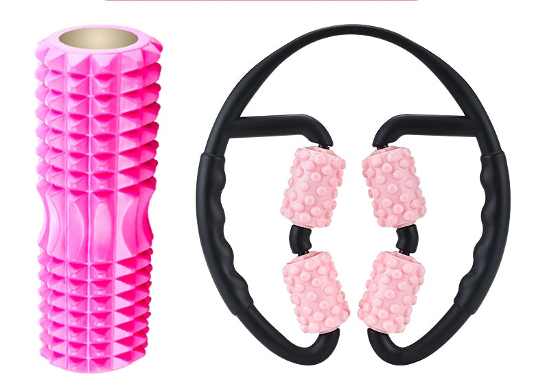 Multifunctional Muscle Massager Relaxation Roller Ring Clamp Yoga Body Shaping 4 Wheels Fitness Device for Sports-Aria Doejay