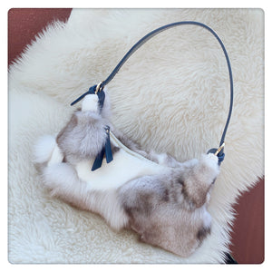 Fox Fur Stitching Women's Handbag Temperament Novel Zipper Design