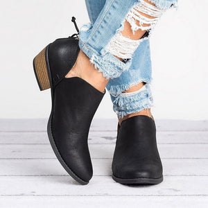 Autumn Women Shoes Retro High Heel Ankle Boots-Aria Doejay