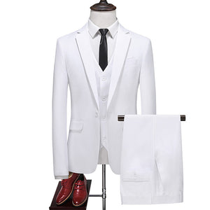 Men's Suits Three-piece Evening Dress Banquet Wedding Korean Style Solid Color Suit Suit-Aria Doejay