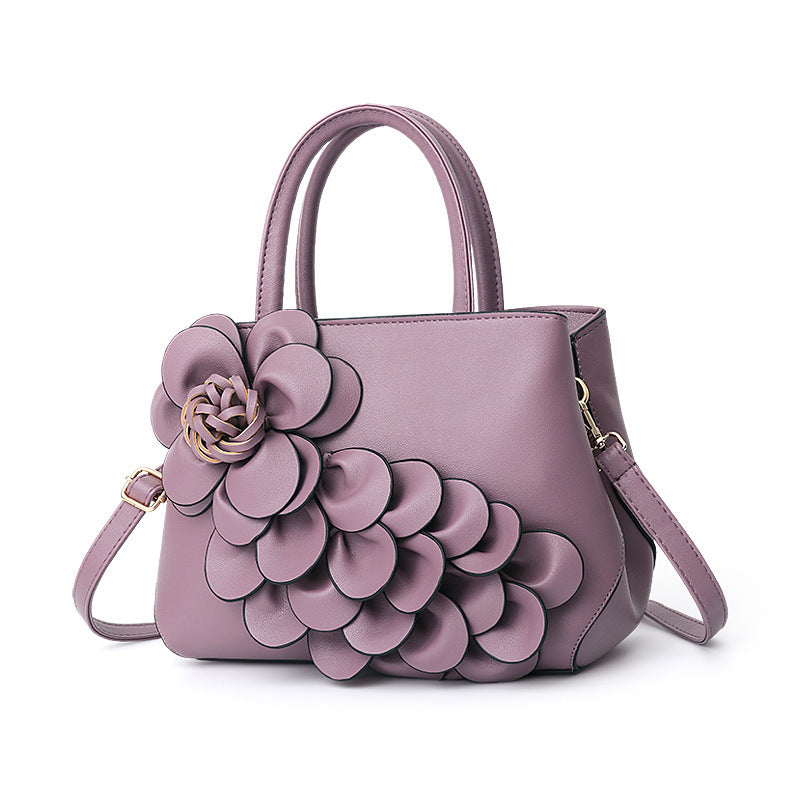 PU leather flower portable shoulder bag