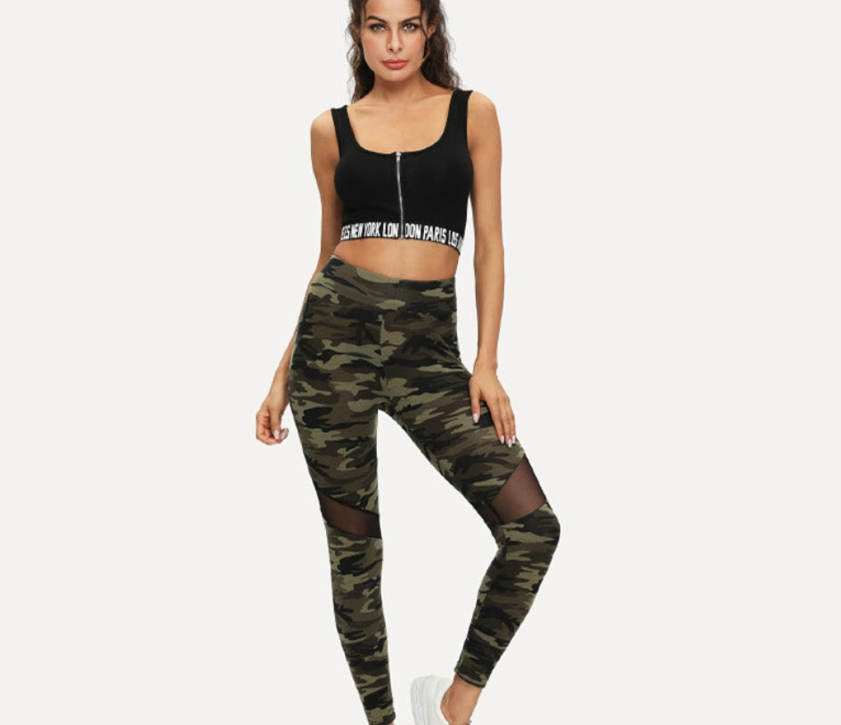 Color matching leggings mesh-Aria Doejay