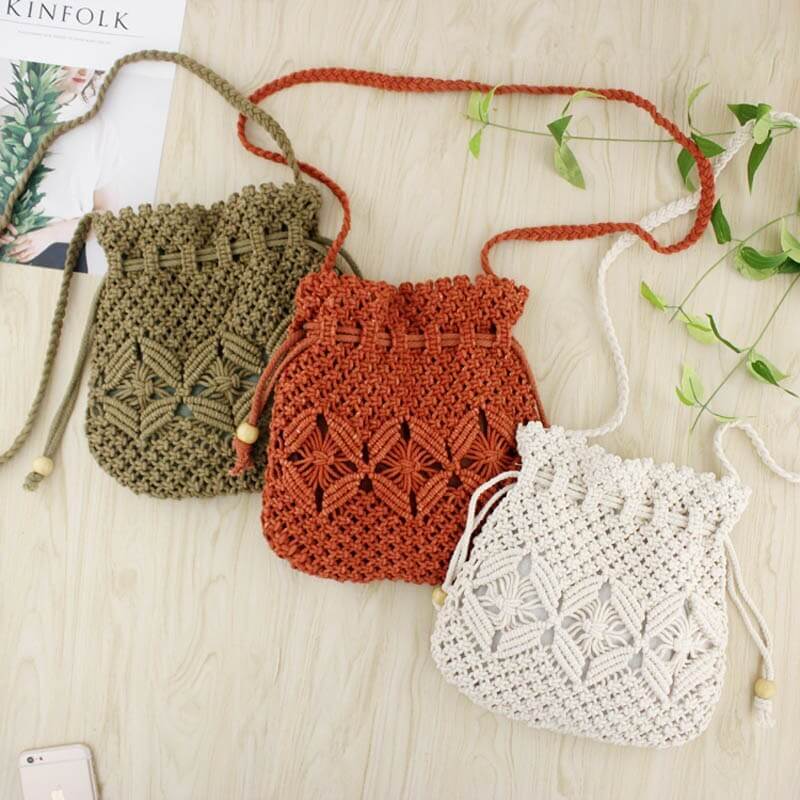 Knitted Tassel Bag Beach Women Bag woven Bag-Aria Doejay