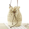 New Hollow Bucket Woven Bag Shoulder Beach Bag Seaside Vacation Straw Bag Female Bag