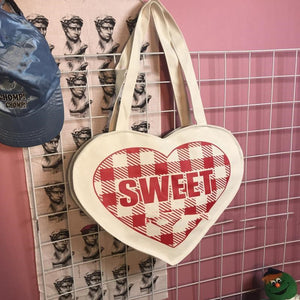 Love Heart Shape Simple Canvas Bag