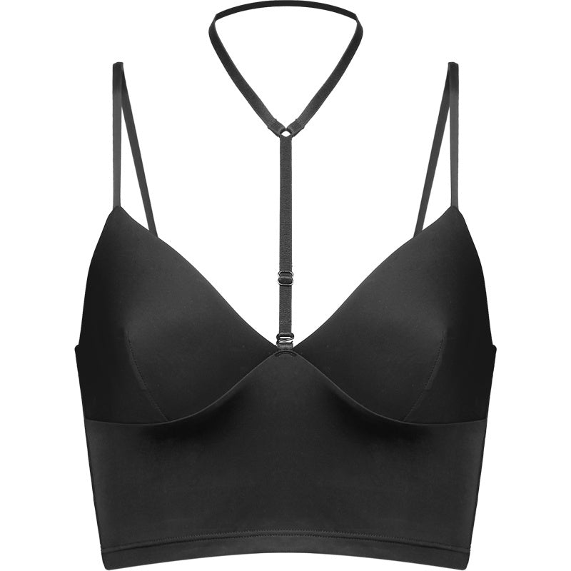 Women's Black No Steel Ring Bra Halterneck Bra-Aria Doejay