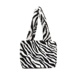 Leopard Print Zebra Print Plaid Women Handbag Plush Shoulder Bag