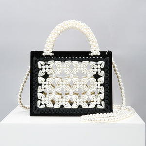 New Handmade Beaded Woven Pearl Transparent Acrylic One-Shoulder Diagonal Handbag