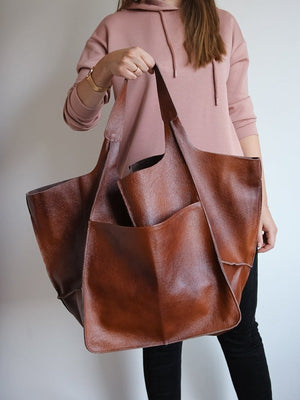 Soft Leather Large Capacity One-shoulder Tote Bag